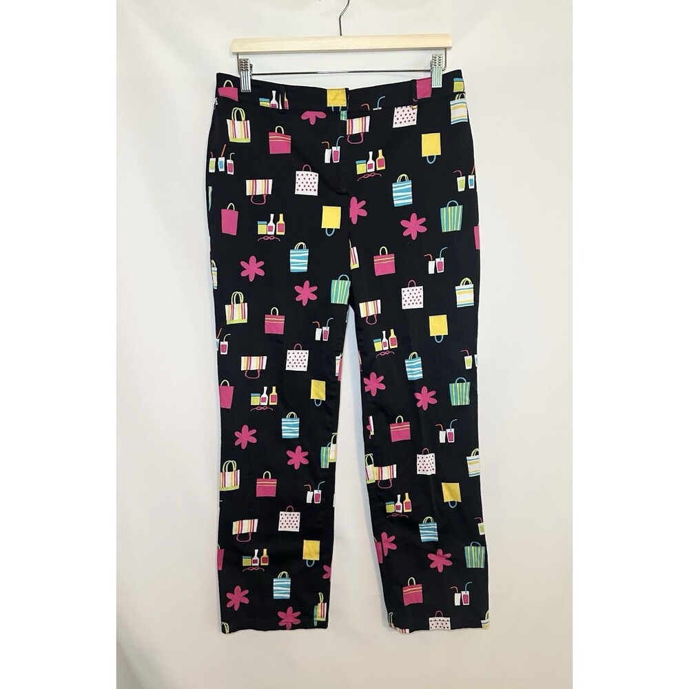 VTG Randi M. Colorful Artsy Shopping Bags Drinks Floral Fun‎ Pants Women's 12